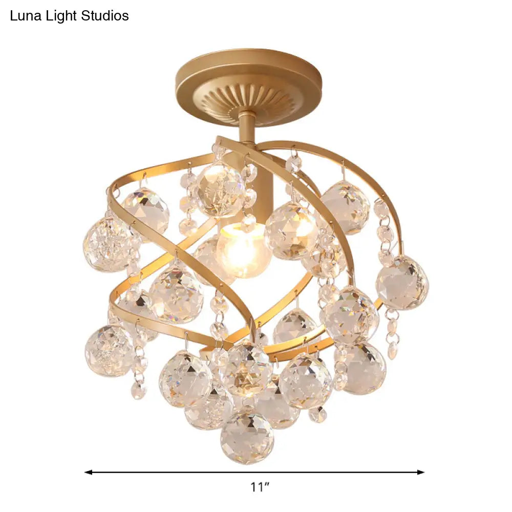 DecorBites™ DecorBites™ Postmodern Spiral Crystal Ball Semi Flush Ceiling Light