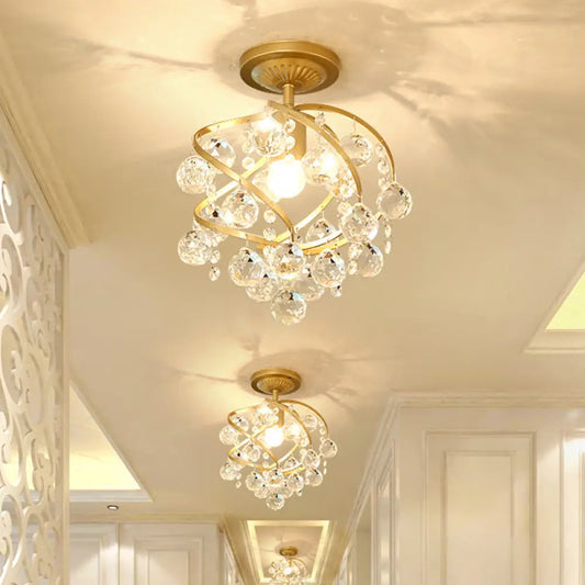 DecorBites™ DecorBites™ Postmodern Spiral Crystal Ball Semi Flush Ceiling Light