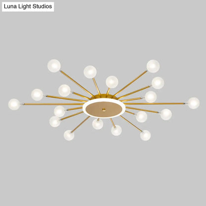 DecorBites™ DecorBites™ Postmodern Starburst Flushmount Lighting - Frosted Glass - 18-Light Ceiling Light, Black/Gold