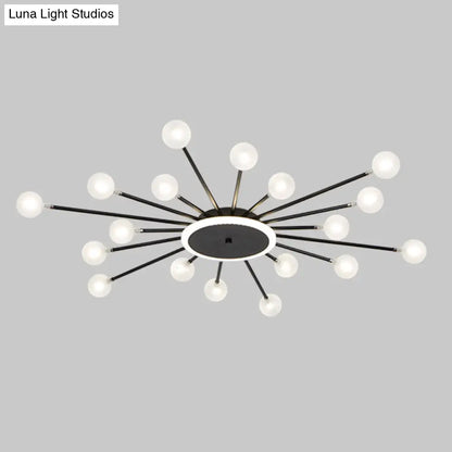 DecorBites™ DecorBites™ Postmodern Starburst Flushmount Lighting - Frosted Glass - 18-Light Ceiling Light, Black/Gold