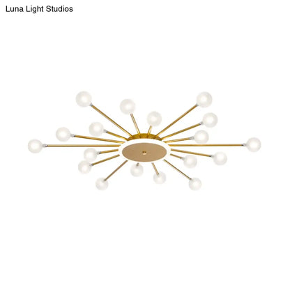 DecorBites™ DecorBites™ Postmodern Starburst Flushmount Lighting - Frosted Glass - 18-Light Ceiling Light, Black/Gold