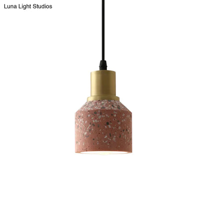 Postmodern Terrazzo Suspended Pendant Lamp - 1 Head, White/Pink & Brass Finish for Coffee Shops