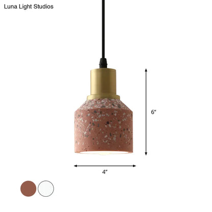 Postmodern Terrazzo Suspended Pendant Lamp - 1 Head, White/Pink & Brass Finish for Coffee Shops