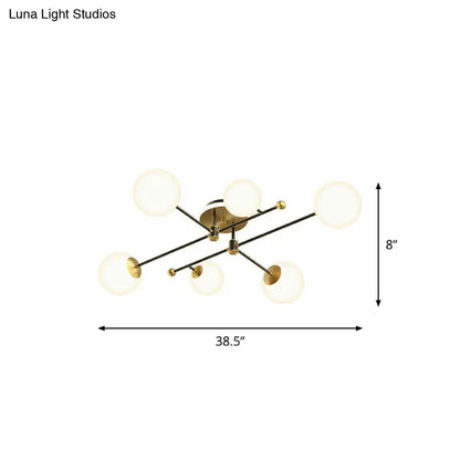 DecorBites™ DecorBites™ Postmodern White Glass Flush Mount Chandelier with Gold Accents