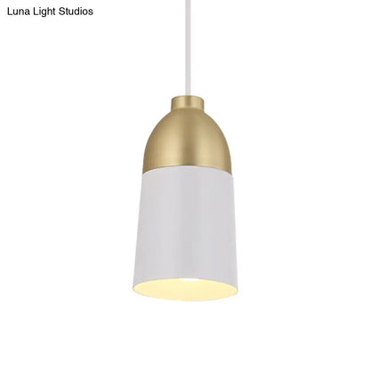 Postmodern White & Gold Half Capsule Pendant Lamp - 1 Head Metal Ceiling Suspension Light