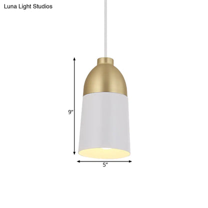 Postmodern White & Gold Half Capsule Pendant Lamp - 1 Head Metal Ceiling Suspension Light