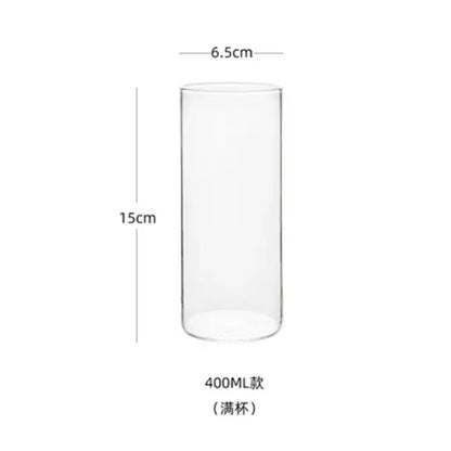 Premium clear glass cylindrical highball cup 400ml capacity 15cm tall 6.5cm wide from glass highball cup set