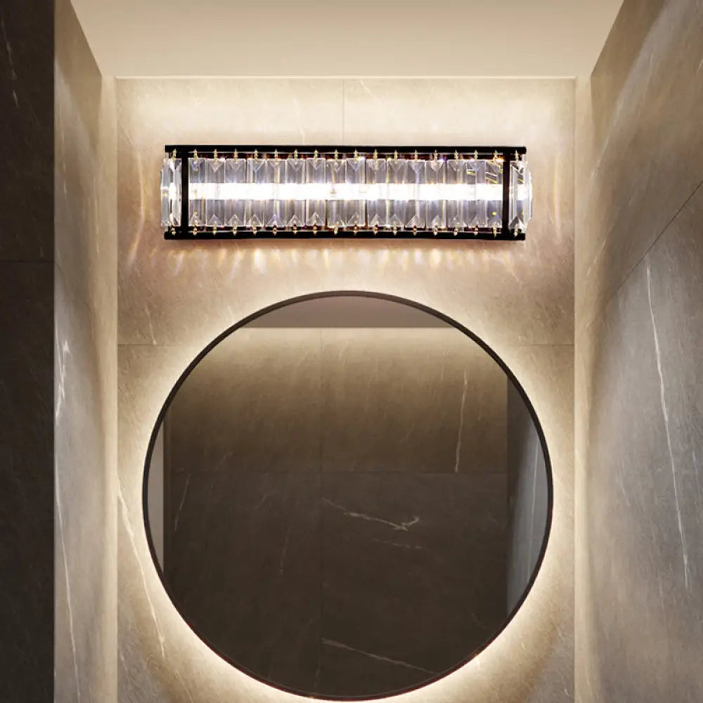 DecorBites™ DecorBites™ Prismatic Crystal LED Rectangle Vanity Sconce - Minimalist Black/Gold Bathroom Wall Light