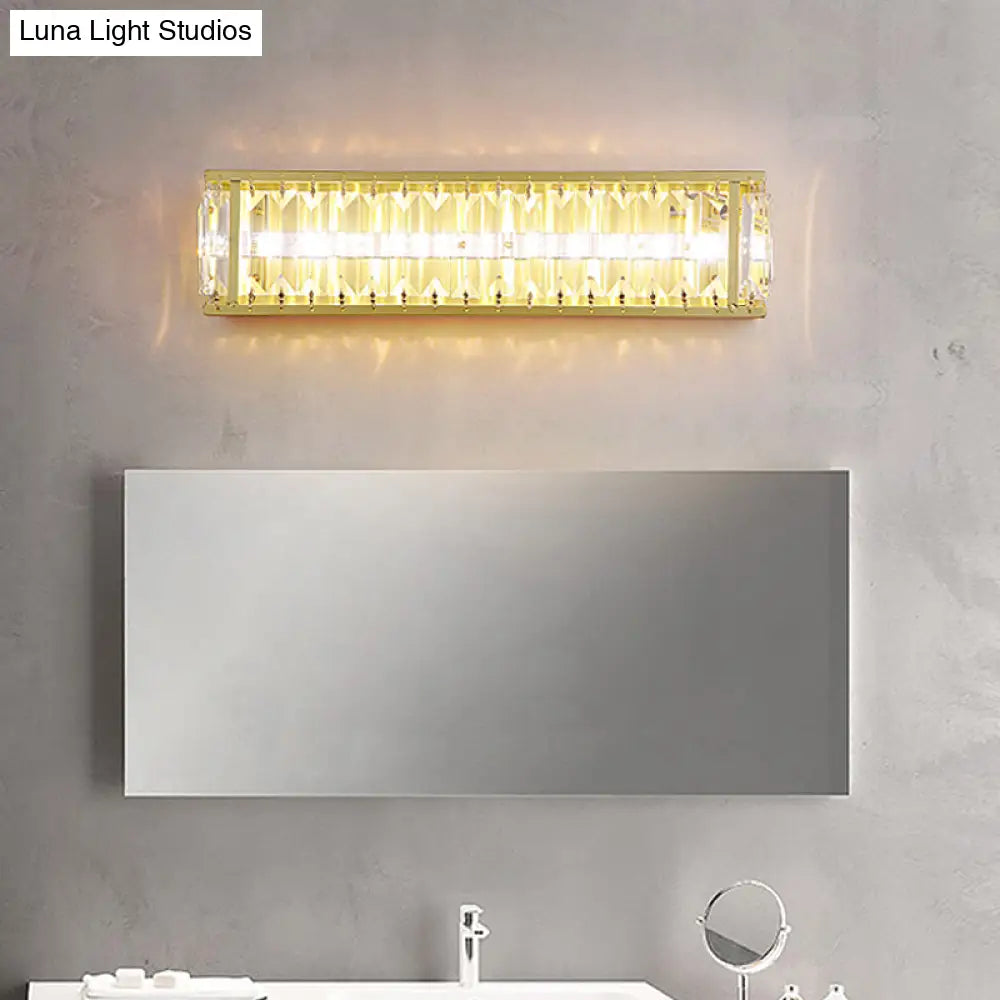 DecorBites™ DecorBites™ Prismatic Crystal LED Rectangle Vanity Sconce - Minimalist Black/Gold Bathroom Wall Light