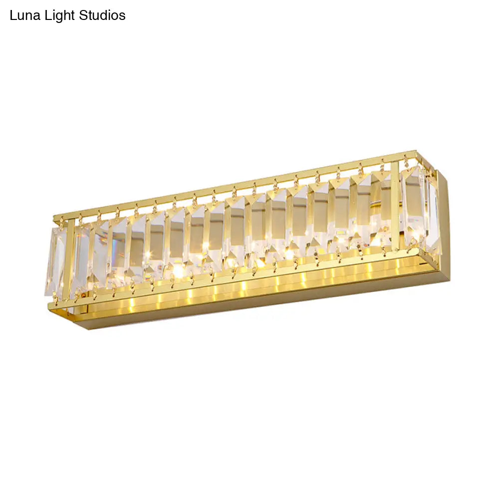 DecorBites™ DecorBites™ Prismatic Crystal LED Rectangle Vanity Sconce - Minimalist Black/Gold Bathroom Wall Light