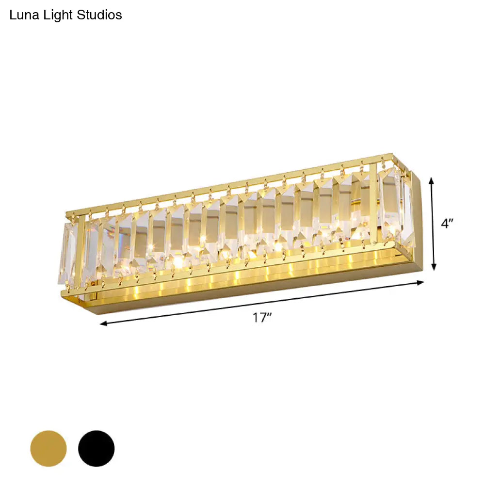 DecorBites™ DecorBites™ Prismatic Crystal LED Rectangle Vanity Sconce - Minimalist Black/Gold Bathroom Wall Light