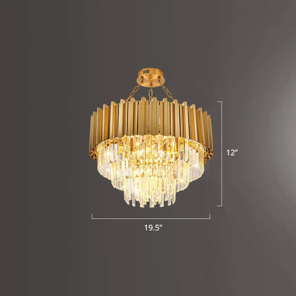 DecorBites™ DecorBites™ Prismatic Crystal Semi Flush Ceiling Chandelier in Modern Gold Finish - Dining Room Design