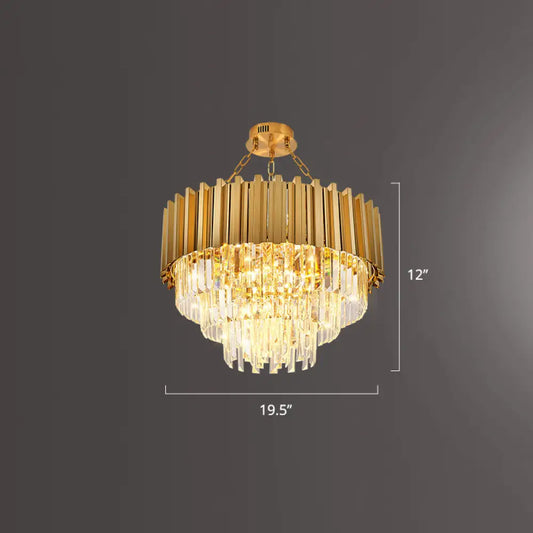 DecorBites™ DecorBites™ Prismatic Crystal Semi Flush Ceiling Chandelier in Modern Gold Finish - Dining Room Design