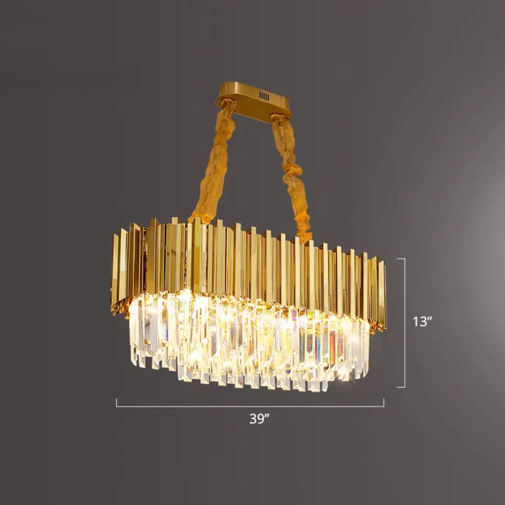 DecorBites™ DecorBites™ Prismatic Crystal Semi Flush Ceiling Chandelier in Modern Gold Finish - Dining Room Design
