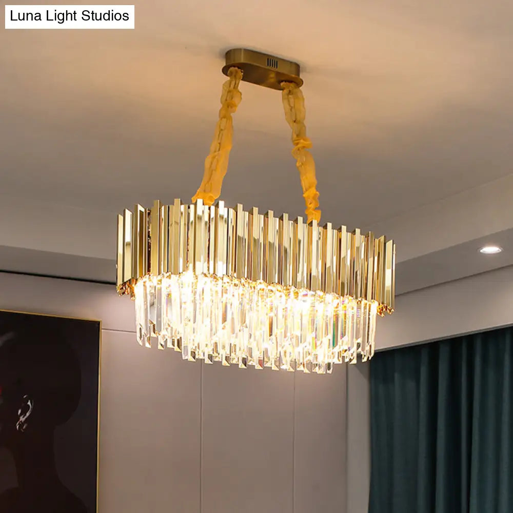 DecorBites™ DecorBites™ Prismatic Crystal Semi Flush Ceiling Chandelier in Modern Gold Finish - Dining Room Design