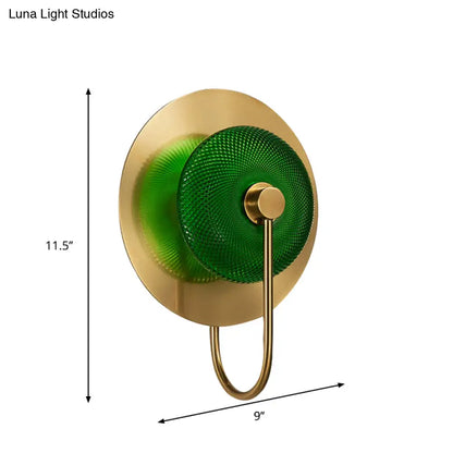 DecorBites™ DecorBites™ Prismatic Glass Wall Sconce: Bell Shape, Post-Modern, Brass Finish - Green/Clear