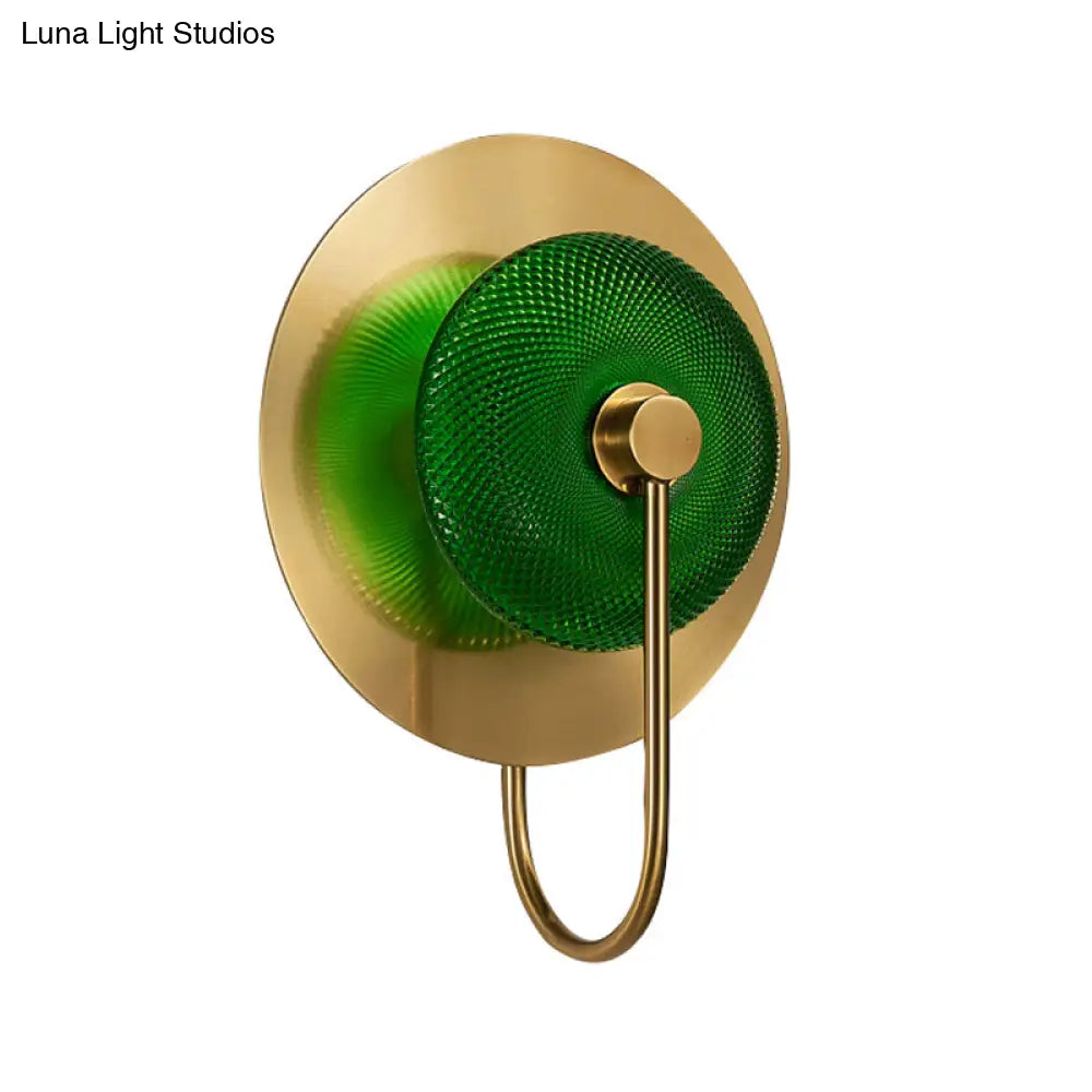 DecorBites™ DecorBites™ Prismatic Glass Wall Sconce: Bell Shape, Post-Modern, Brass Finish - Green/Clear