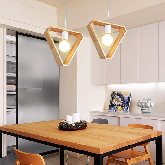 Asta - Geometric Hanging Wooden Lights For Bedroom