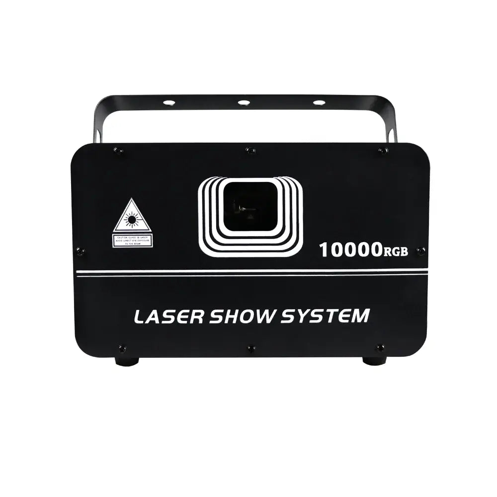 Black rectangular decorbites 10w rgb laser show system with white text ideal for dj stage and party room decor