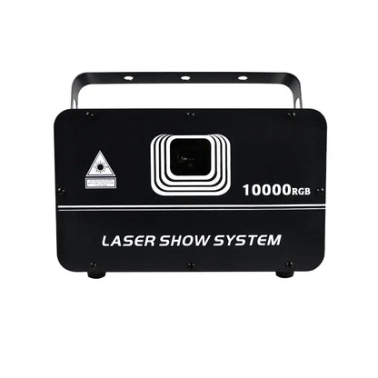 Black rectangular decorbites 10w rgb laser show system with white text ideal for dj stage and party room decor