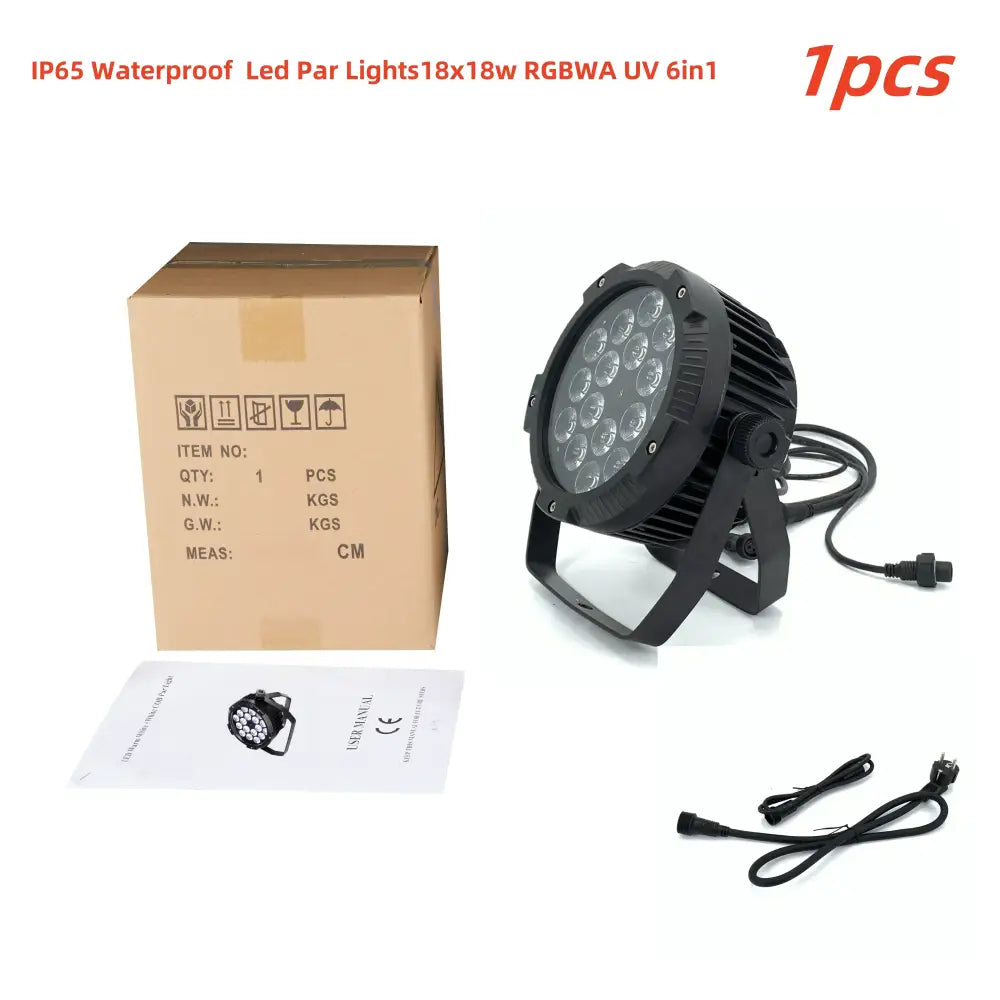 Black ip65 waterproof 18x18w rgbwa uv par lights professional stage wash pink lighting with 6in1 18x18w par lights