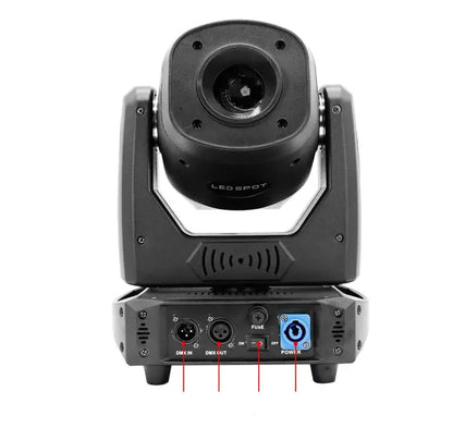 Black decorbites 120w led moving head stage light back side with angular design and control ports for living room use