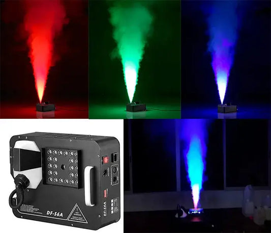 Professional black 1500w dmx led fog machine with handle emitting red green and blue smoke for party stage lighting