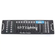 Professional black 192 channel dmx controller with multiple sliders buttons and digital display for dj disco lighting use
