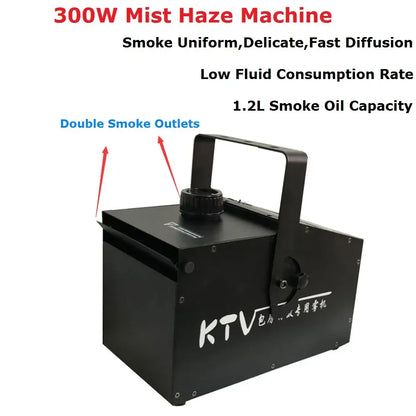 Professional black mist haze machine with double smoke outlets and handle for ktv stage fogging and event use