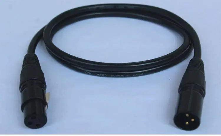 Professional black shielded dmx cables with two male xlr connectors for reliable stage lighting performance