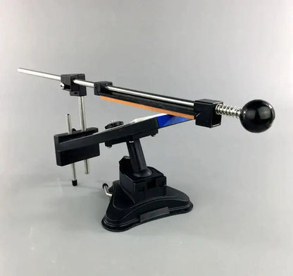 Professional black and silver decorbites knife sharpener with blue and orange stone bars grinders and adjustable tension knob