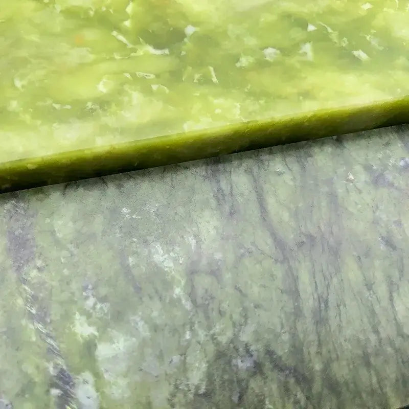 Professional green stone knife sharpener set featuring a polished translucent olive-green honing block by decorbites