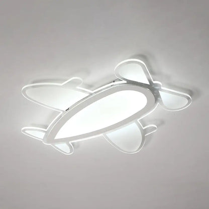DecorBites™ DecorBites™ Propeller Plane Cartoon Ceiling Light - Acrylic Flush Mount in White Finish