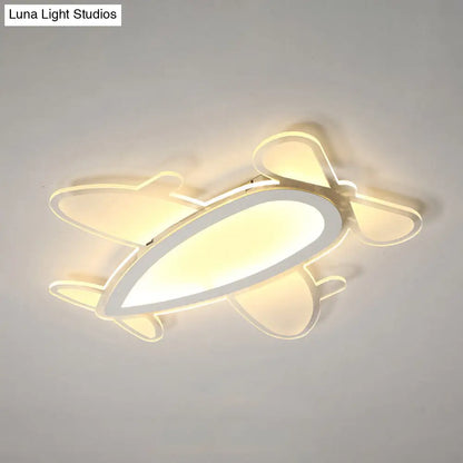 DecorBites™ DecorBites™ Propeller Plane Cartoon Ceiling Light - Acrylic Flush Mount in White Finish