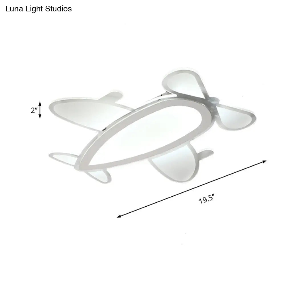 DecorBites™ DecorBites™ Propeller Plane Cartoon Ceiling Light - Acrylic Flush Mount in White Finish