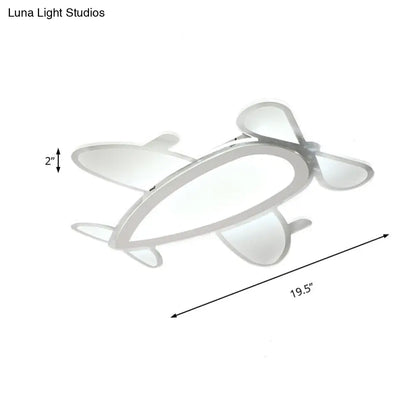 DecorBites™ DecorBites™ Propeller Plane Cartoon Ceiling Light - Acrylic Flush Mount in White Finish