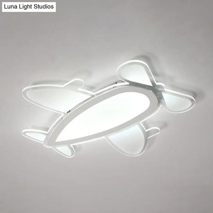 DecorBites™ DecorBites™ Propeller Plane Cartoon Ceiling Light - Acrylic Flush Mount in White Finish