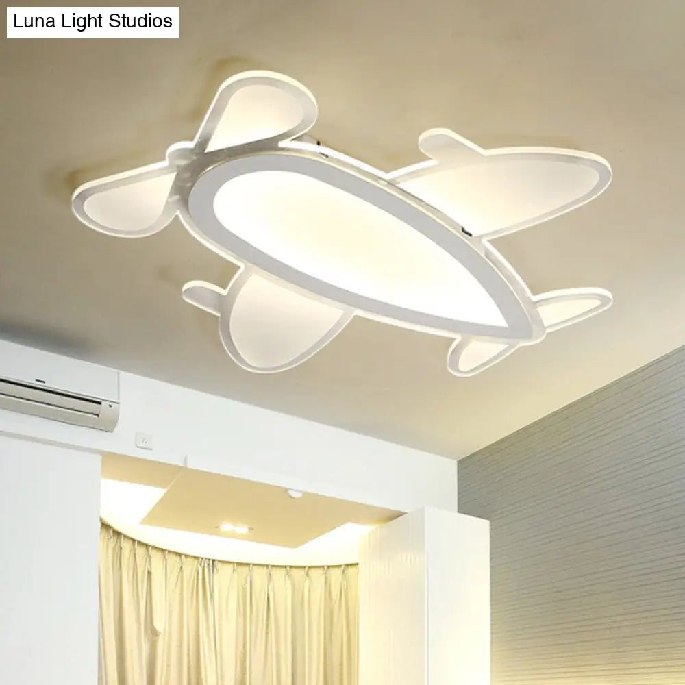 DecorBites™ DecorBites™ Propeller Plane Cartoon Ceiling Light - Acrylic Flush Mount in White Finish