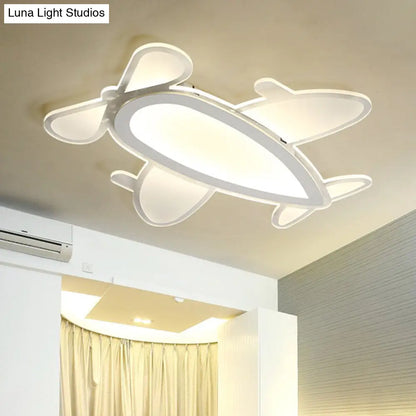 DecorBites™ DecorBites™ Propeller Plane Cartoon Ceiling Light - Acrylic Flush Mount in White Finish