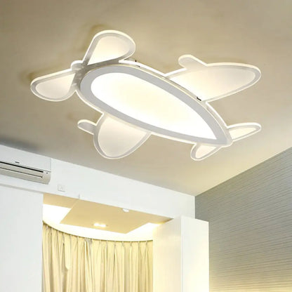 DecorBites™ DecorBites™ Propeller Plane Cartoon Ceiling Light - Acrylic Flush Mount in White Finish