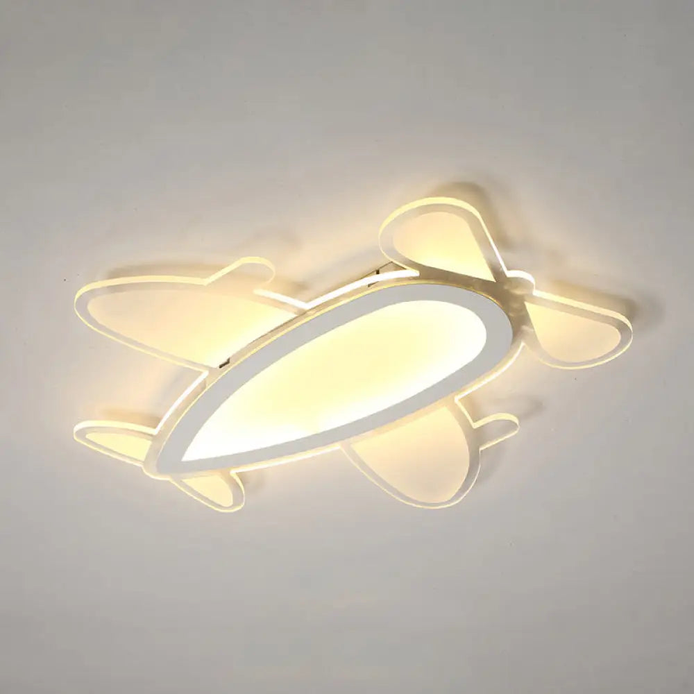 DecorBites™ DecorBites™ Propeller Plane Cartoon Ceiling Light - Acrylic Flush Mount in White Finish