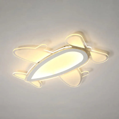 DecorBites™ DecorBites™ Propeller Plane Cartoon Ceiling Light - Acrylic Flush Mount in White Finish