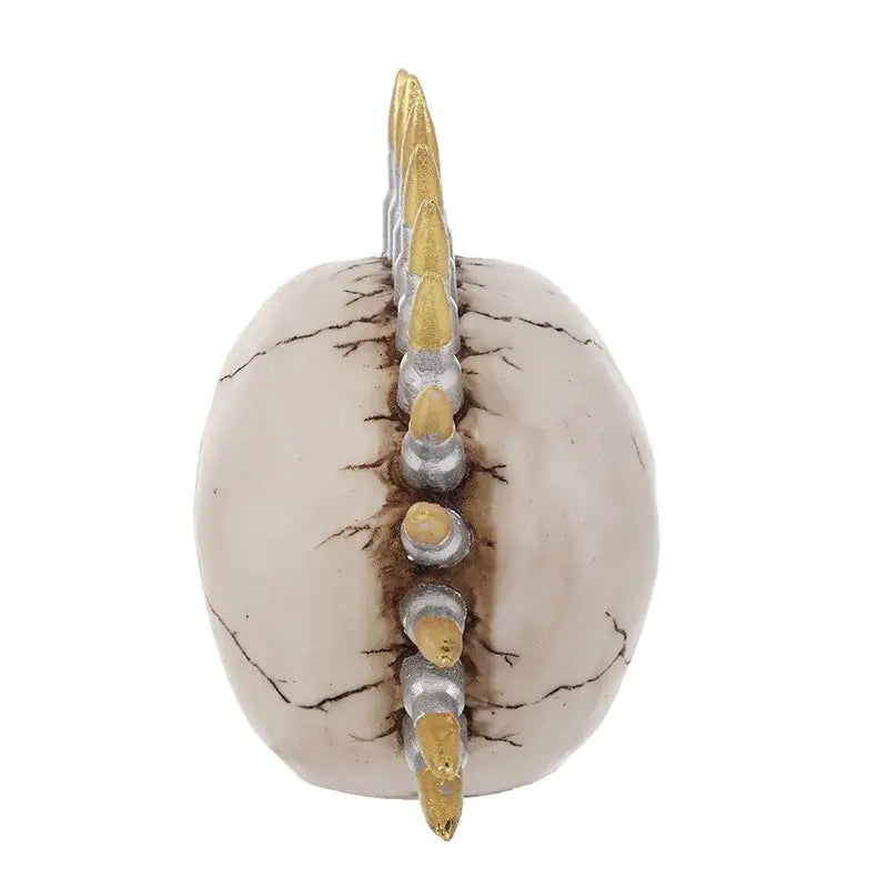 Beige resin skull head statue with white skull and gold silver spike bullet mohawk for living room decor