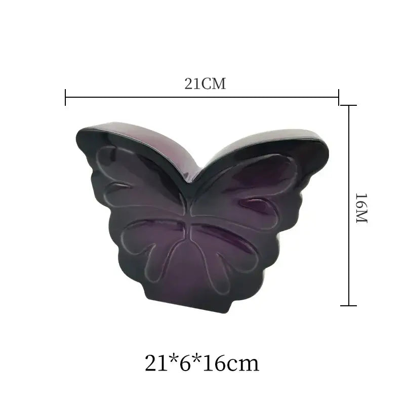 Purple glossy dark butterfly ceramic decorative box with detailed wing patterns for decorbites dark butterfly decor