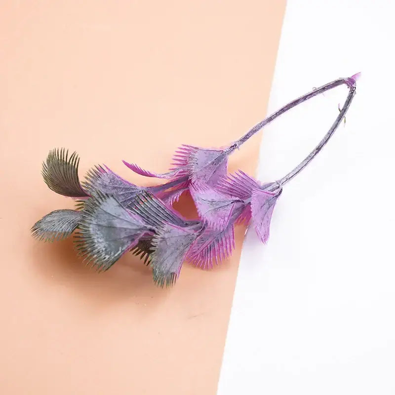 Purple and gray artificial plants with feathery fringed leaves from decorbites 10pcs plastic grass living room decor