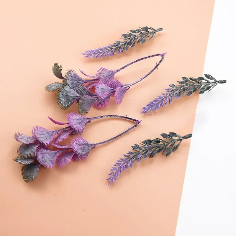 Purple and gray artificial plants with detailed textured leaves from decorbites 10pcs plastic grass living room decor
