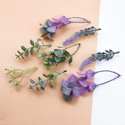 Purple and green 10pcs plastic grass artificial plants with textured leafy designs for living room decorbites 10pcs plastic decor
