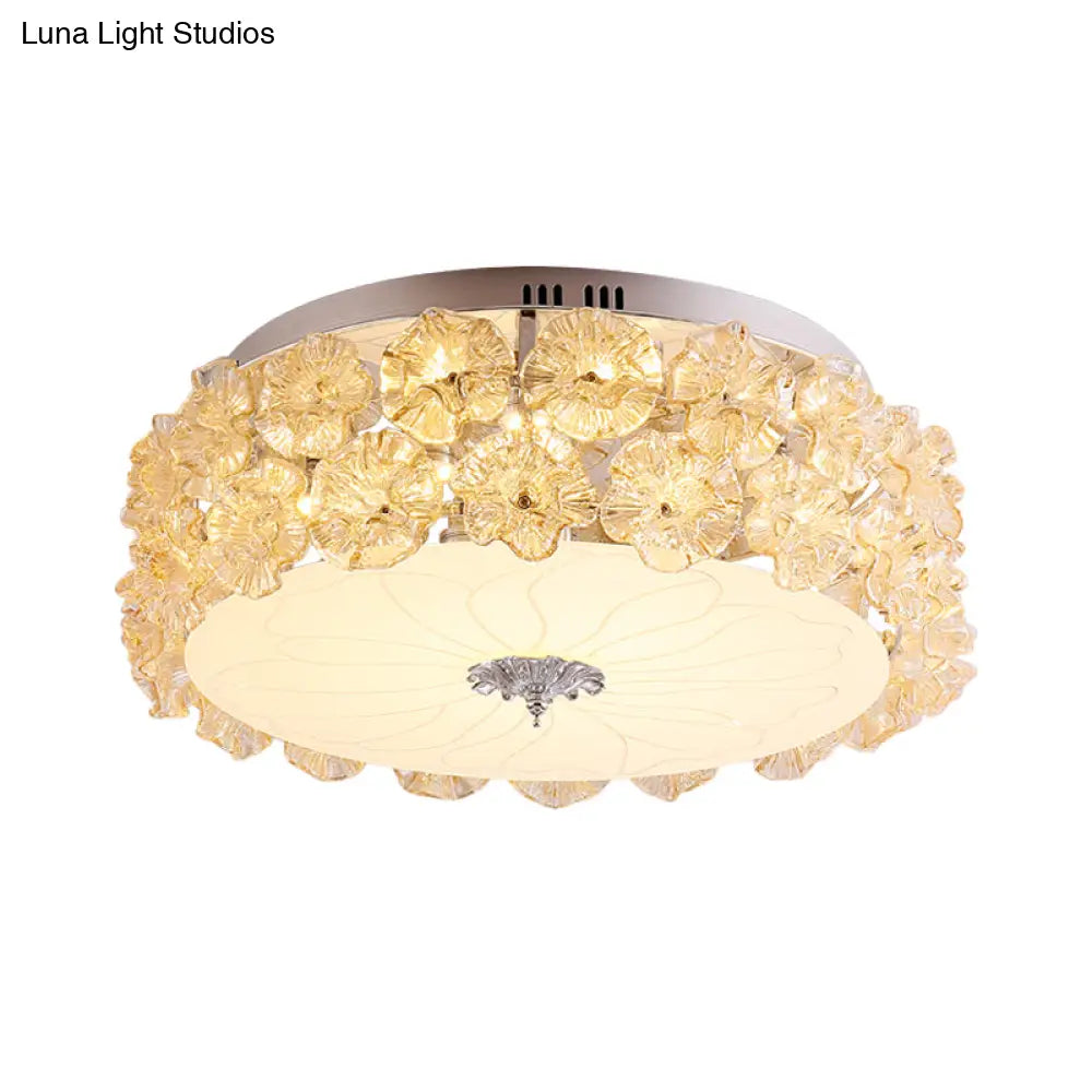 DecorBites™ DecorBites™ Purple/White LED Flush Light Ceiling Lamp with Crystal Flower Accents