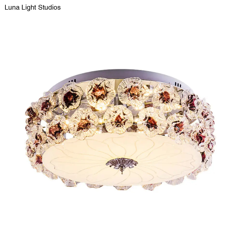 DecorBites™ DecorBites™ Purple/White LED Flush Light Ceiling Lamp with Crystal Flower Accents