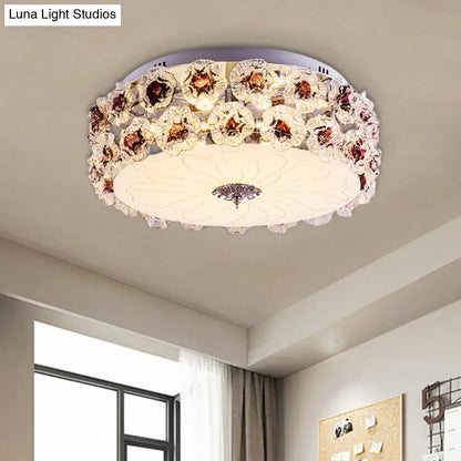 DecorBites™ DecorBites™ Purple/White LED Flush Light Ceiling Lamp with Crystal Flower Accents